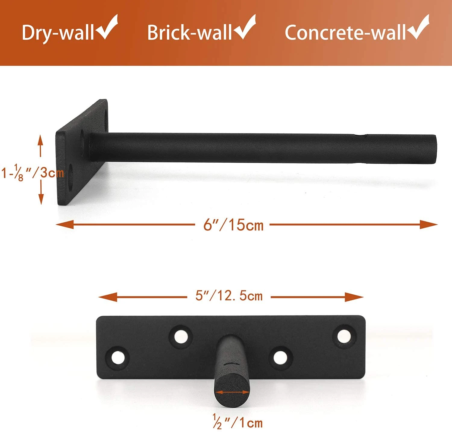 Invisible floating shelf bracket supports concealed wood shelves solid steel blind mount support hidden black brackets hardware