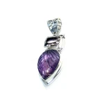 jewelry manufacturer 925 sterling silver necklace pendant carved stone jewelry natural gemstone smoky amethyst pendant