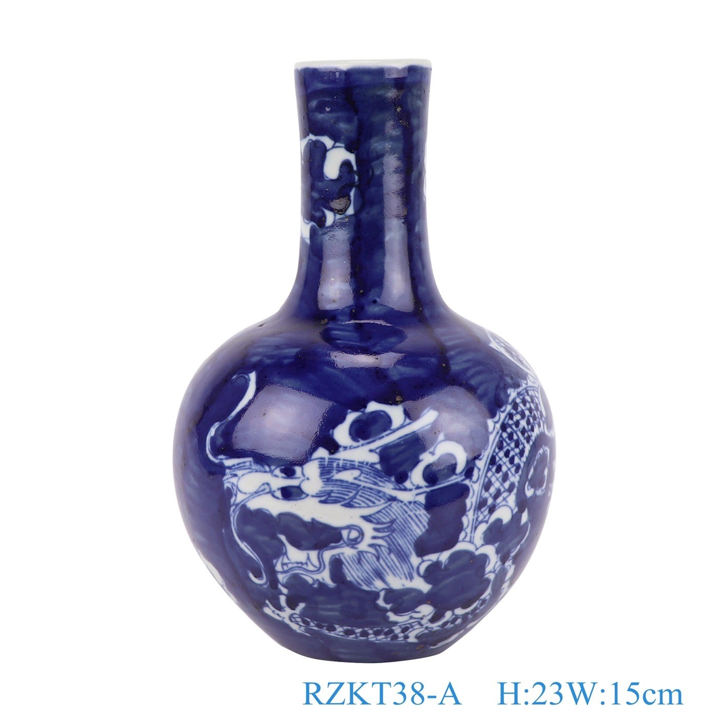 Jingdezhen Porcelain Plum and Animal Pattern Chinese Blue and White Porcelain Globular Vase