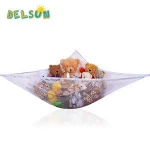 Jumbo Toy Hammock for Stuffed Animals Strong Mesh Toy Organizer with Metal Hooks Large Triangular Hanging Storage Net