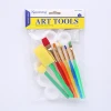 Keep Smiling 8Pcs Kids Paint Art Tools Sponge Palette Nylon Hair Student Brush Set for Acrylic Watercolor Oil Paint