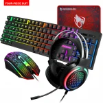 Keyboard mouse headset mouse pad set light game computer office wired keyboard and mouse set of three or four