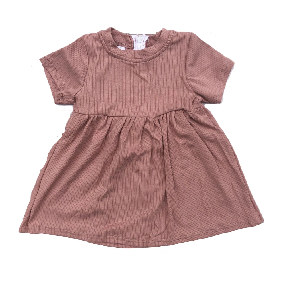 Kids Boutique Clothing Kids Summer Ribbed Short Sleeve Daily Shirts Girls Tops Baby Ribbed Shirts