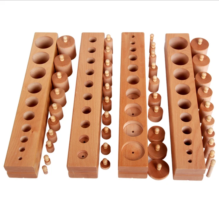Kindergarten Sensory Teaching Toy Exercise Visual Ability Wooden Cylinder Socket Game