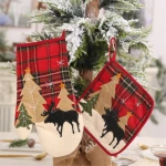 Kitchen Cooking Christmas Style Heat Resistant Microwave Glove Red Check Gingham Cotton Oven Mitten