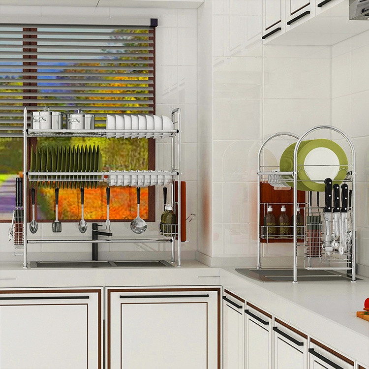 Buy Kitchen Sink Dish Rack 304 Stainless Steel Kitchen Storage Shelf ...