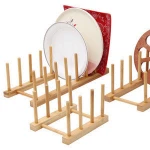 Kitchen Tableware Storage Rack Bamboo Wood Display Rack, Multi Function Bamboo Tea Coffee Cup Dish Drying Rack