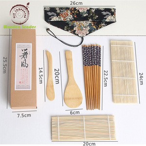 Knife fork chopsticks sushi set w cloth bag DIY Bamboo sushi tool