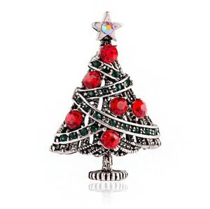 KQ021 Huilin Jewelry Multicolor Crystals Rhinestone Brooch Women Jewelry Christmas Tree Brooches Pins Christmas Gifts