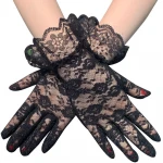 ladies party wedding lace gloves rose red white black gloves  dress finger gloves mittens