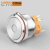 LANBOO 25mm ON-OFF SPST, DPDT Latching or Momentary metal push button switch with led  dual led , tricolor and other colors