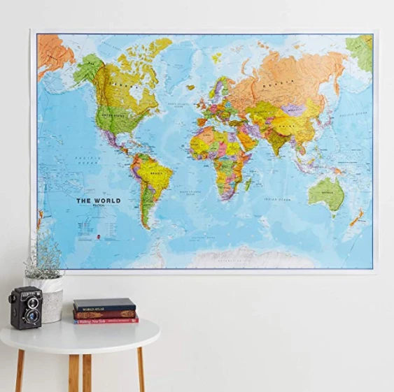 Large Map of The World, Silk Art Print World Map