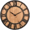 Large rustic barn antique solid wood noiseless large oversized round wall clock