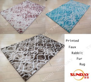 Latest Design Faux Rabbit Fur Printed Rug ,Good Quality Fashion  Fake Rabbit Fur Carpet