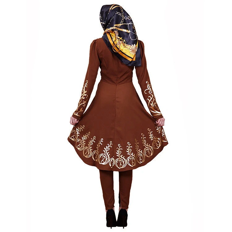 Latest Models Lady Brown Muslim Stylish Dress Turkish Islamic Clothing Online Wholesale