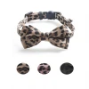 Leopard pattern pet collar cat collar with bell bow tie dog neck decoration 2020