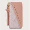 Letter Graphic Glitter Detail Pursel Clutch PU and Metal Zip Around Card Holder Lovato Wallet 2020