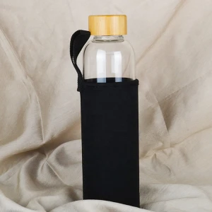 LFGB Glass Water Bottle With Custom Neoprene Sleeve