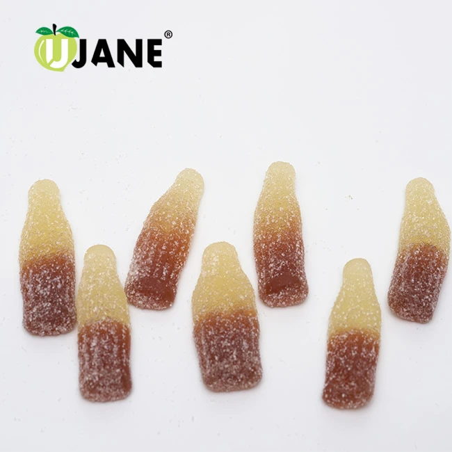 Lifelike cola shaped gummy candies with sugar soft candy