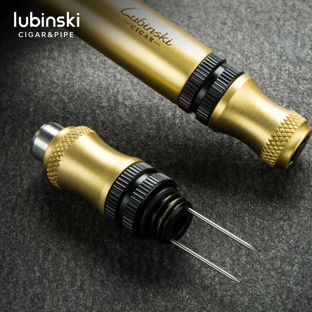 Lubinski multi-function cooper 3 ways Cigar cutter punch with needle stand accessories wholesale