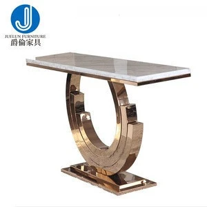 Lucxury marble top stainless steel frame gold console table