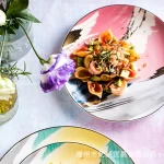 Luxurious Nordic Creative Watercolor Art Porcelain dinnerware Set Ceramic Plate bone china dinner plate