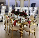 luxury event stainless steel wedding gold banquet chair round back