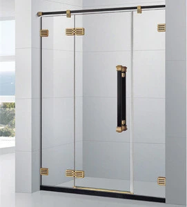 Luxury Hinge Tempered Glass Black Bath Shower Screens GD9030D