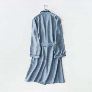 Luxury Mens long sleeve robe Jacquard silk bathrobe