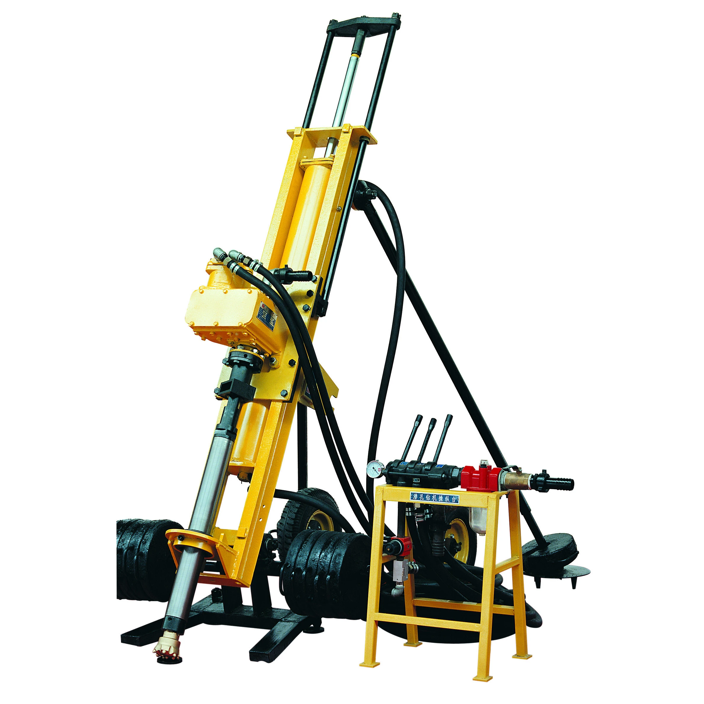 Made in china 20 m quarry mining small mobile electric pneumatic borehole drilling machine for blasting hole HQD100A