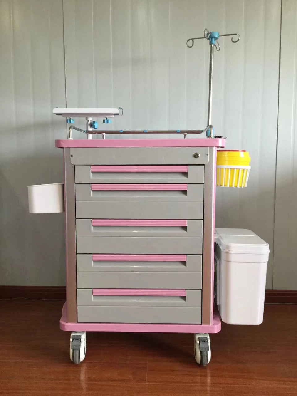 Medical emergency treatment nursing medication trolley cart workstation with drawers on wheels equipment supply