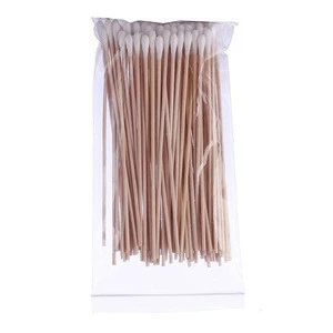medical wooden stick cotton swab buds in microbiology