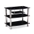 Import metal frame modern tv stand furniture black tempered glass smart tv stand from China