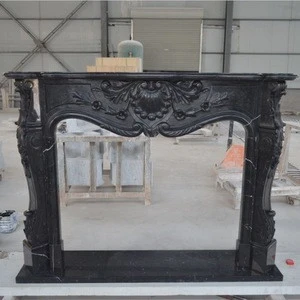 Mid Century Modern Interior Landscapes Decorative Napoleon Ornate Black Marble Statue Frame Fireplace Mental Coverings