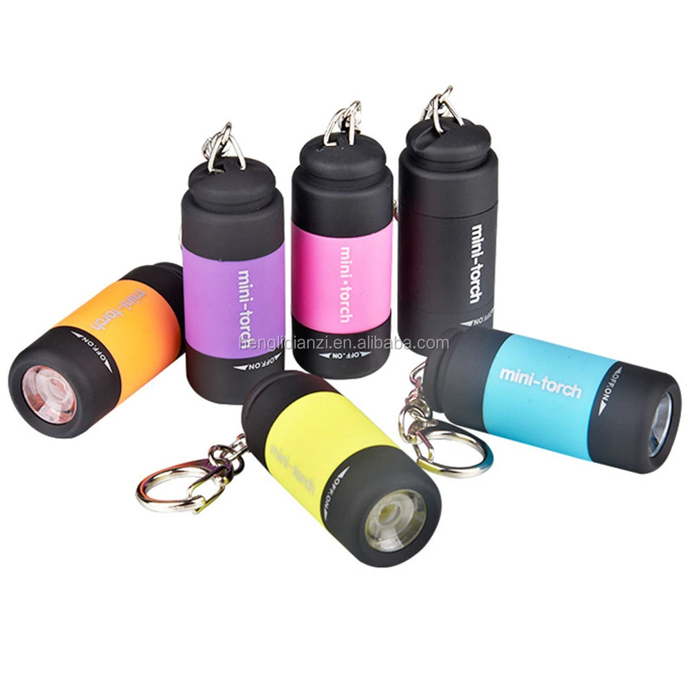 Mini LED Light USB Rechargeable Flashlight Portable Pocket Keychain Waterproof Torch Lamp Custom Printed
