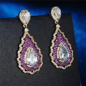 Models New Multi Color Crystal Drop Earrings Women Fine Silver Earrings Wedding Party Jewelry