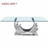 Modern Furniture Glass Dining Set Dining Table With Stainless steel polished base
