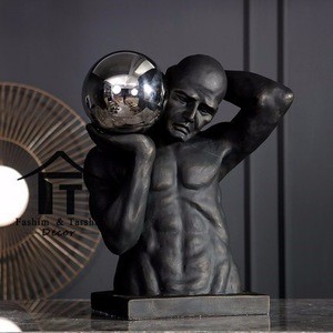 Modern interior decoration abstract black man statue home decor male sculpture iron man figure