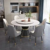 Modern Round Tables Dining Room Table Home Furniture Marble And Carbon Steel Round Slate Dining Table Set