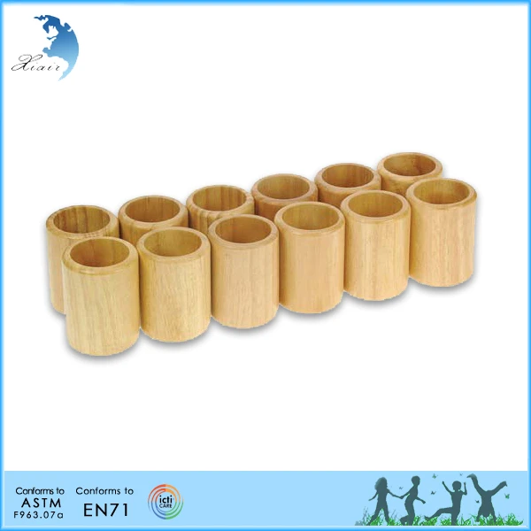Montessori wooden parts educational toys kids natural wood pencil holders