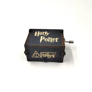 Most popular handmade wooden hand crank music box colorful harry potter mini music box
