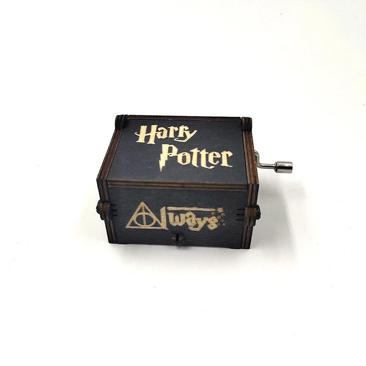 Most popular handmade wooden hand crank music box colorful harry potter mini music box