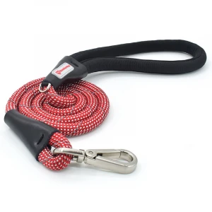Mountain Climbing Durable Round Nylon Reflective Rope Dog Pet Leash Soft Leather Handle Pet Outdoor Sports Dog Leash