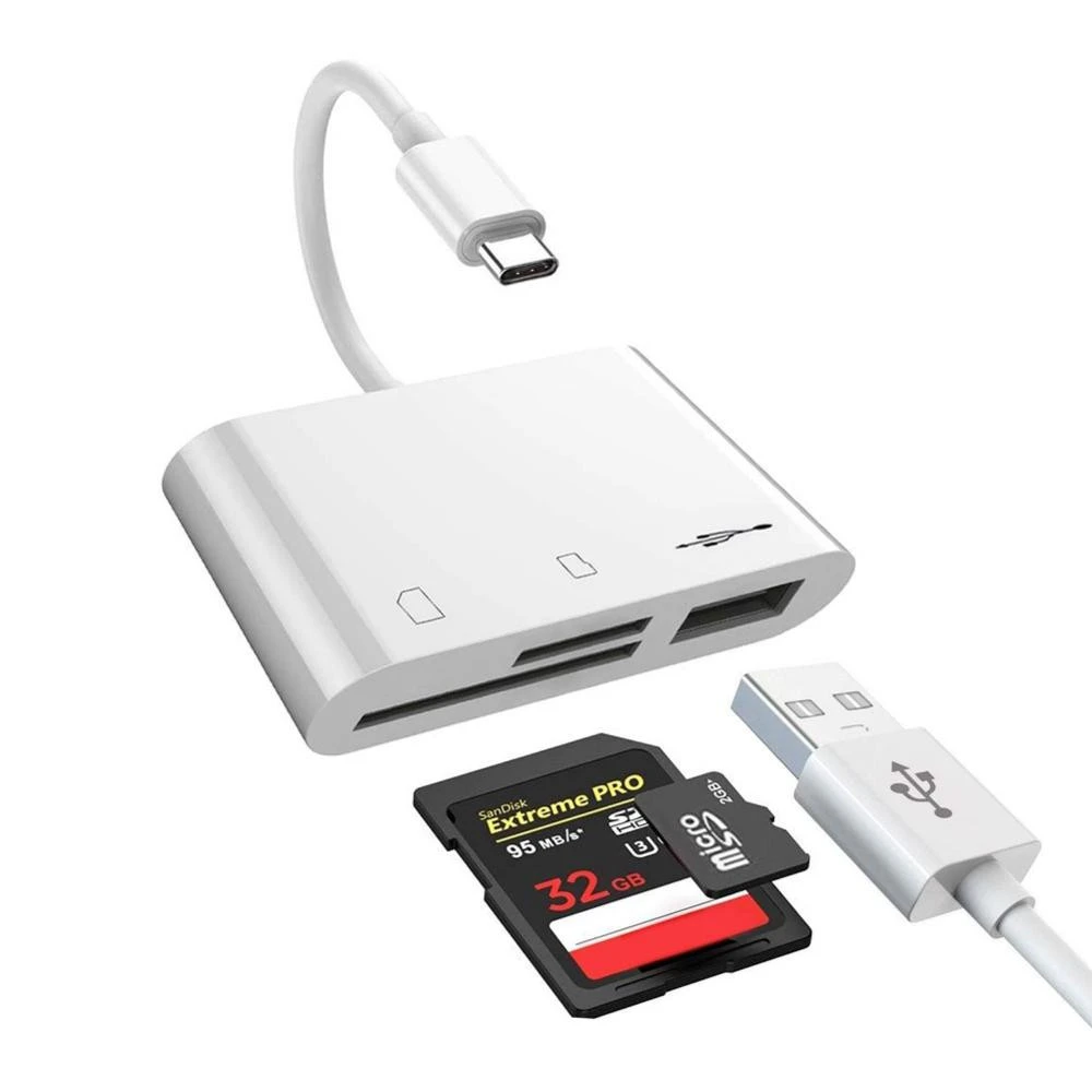 Multi Function 4 in 1 for Samsung for Huawei USB C OTG Adaptor with USB Port SD TF Card Reader Type C Camera Connection Kit