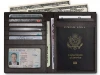 Multi function folding RFID Blocking Leather Passport Holder For Men and Women - Black