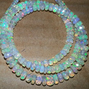 Natural Ethiopian Opal Semi Precious Stone Faceted Rondelle Gemstone Beads Strand Factory Price