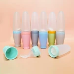 Neutral Color Rice Cereal Food Feeder Infant Squeeze Bottles Silicone Baby Feeding Bottle with Spoon