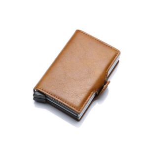 New Arrival Metal Card Holder Minimalist Leather Wallet Men