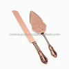 new design  cake server with leaf handle copper plate server customized stainless steel cake server and cake cutting tools