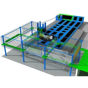 New design ninja course kids indoor trampoline park,bungee jumping trampoline with safety net